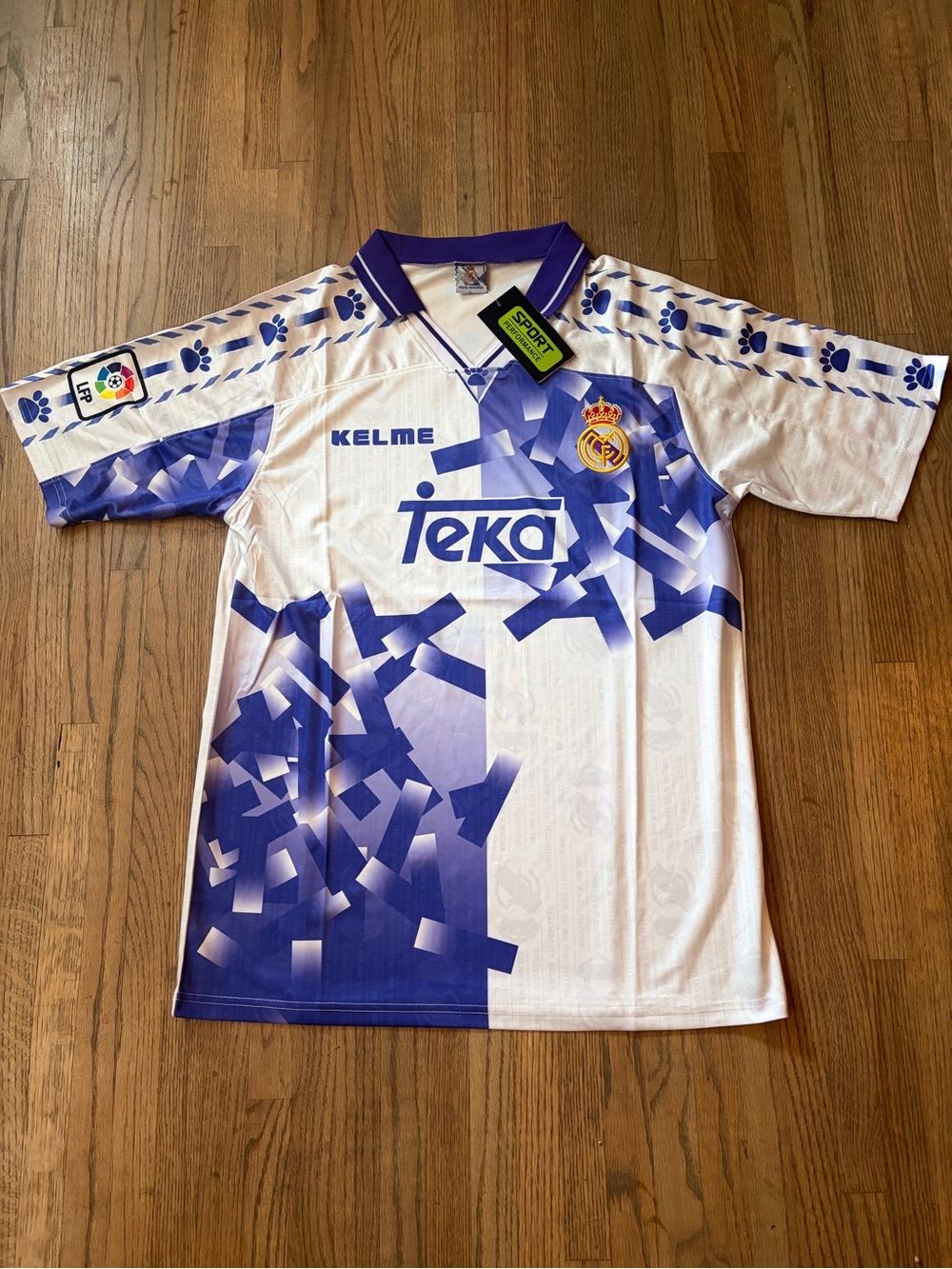 Real Madrid Men’s Retro 90’s White & Purple Vintage Soccer Jersey SZ-L NWT